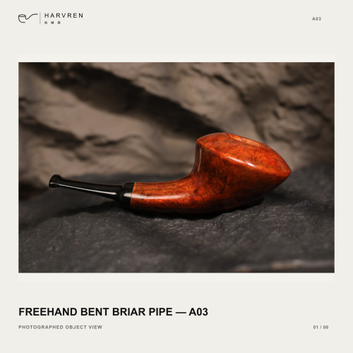 HARVREN Freehand Bent Briar Pipe — A03 HARVREN Freehand Bent Briar Pipe — A03
