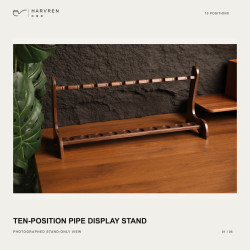 HARVREN Ten-Position Pipe Display Stand — Black Walnut HARVREN Ten-Position Pipe Display Stand — Black Walnut